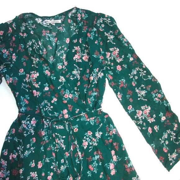 NWT Reformation Melba Midi in Emilia Green Floral Wrap Dress XS $278 - Picture 4 of 8